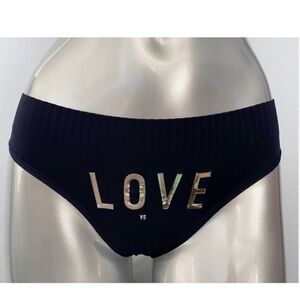 Victorias Secret Nwt Sexy Blue Silver LOVE Cheeky Panty Small S